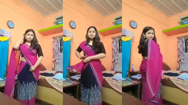 Desi Cute Shy – Blouse Remove Saree Boobs Exposed